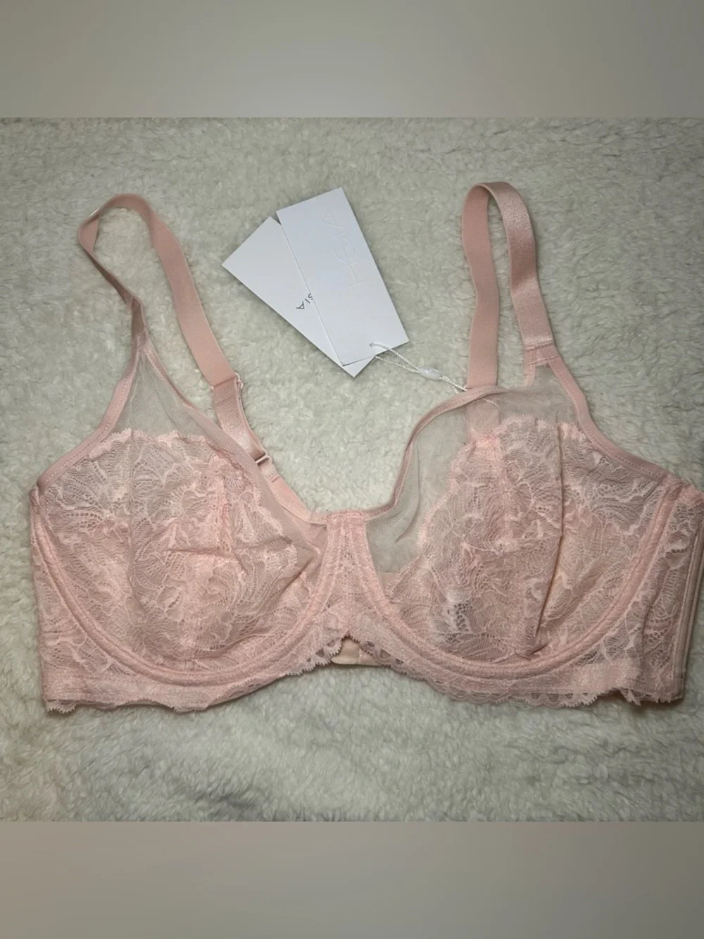 HSIA Lace Underwire Bra 38D Light Pink NEW